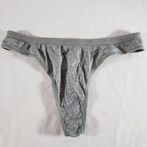 Victoria's Secret Signature Cotton Low Rise Thong Medium Gray *Pinholes*